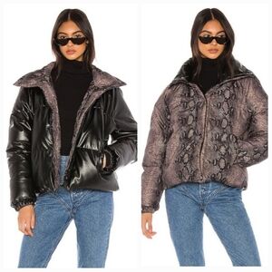 New BlankNYC x Revolve Reversible Snake Print Puffer Jacket